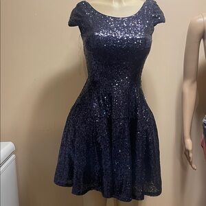 Elegant Navy Sequin Dress